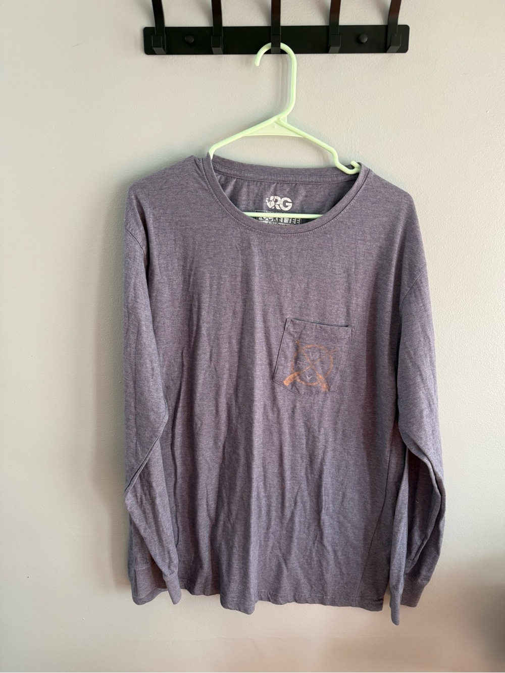 ROWDY GENTLEMAN Purple Long Sleeve Pocket Tee